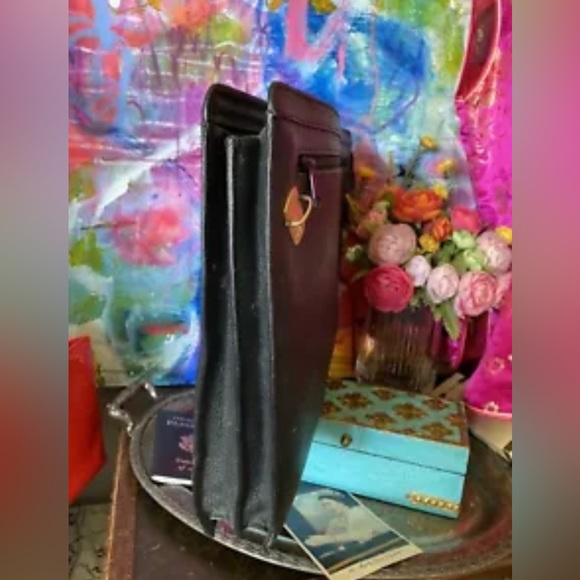 Auth RARE Vintage GUCCI Black Leather Brief Tote Briefcase Case Portfolio GG - Picture 7 of 9